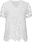 Недорогие Базовые плечевые изделия для женщин-Рубашка Блуза Жен. Черный Белый Розовый Полотняное плетение Кружева Для улицы Повседневные Мода Круглый вырез Стандартный S