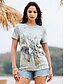 abordables T-shirts Femme-T shirt Tee Femme Gris Graphic Graffiti Imprimer Manches Courtes du quotidien Fin de semaine basique Rétro Vintage Col Rond Normal Standard Géométrique S / 3D effet