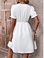 Недорогие простые платья-Жен. Повседневное платье Белое кружевное платье с рукавами Мини-платье Кружева На каждый день Вырез под горло Рукав до локтя Белый Цвет