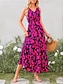 olcso Mintás ruhák-Női hétköznapi ruha Ujjatlan ruha Virágos Nyomtatott V-alakú Hosszú ruha Maxi ruha Hawaii Stílusos Napi Randi Rövid ujjú Nyár