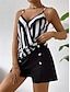 cheap Women&#039;s Two Piece Sets-Women&#039;s Tank Top Shorts Sets Striped Print Holiday Weekend Fashion Sleeveless Strap Black Summer