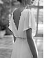 זול שמלות כלה-שמלות חתונה שני חלקים סירה מתחת לכתפיים צווארון V רצועות רגילות שובל כנסייה (צ&#039;אפל) שיפון שמלות כלה עם קפלים אסוף 2024