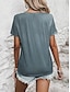 お買い得  レディースＴシャツ-女性用 Tシャツ 動物 日常 週末 プリント ブルー 半袖 ファッション ラウンドネック 3D cat 夏