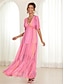 cheap Print Dresses-Women&#039;s Chiffon Print V Neck Long Dress Maxi Dress Party Short Sleeve Summer