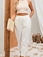cheap Women&#039;s Pants-Women&#039;s Pants Trousers Cotton Side Pockets Cut Out Ankle-Length White Spring &amp; Summer