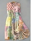 halpa Kuvioidut mekot-Naisten Kuvitettu Painettu Kauluskäänne Dolman-hihat Midimekko Vintage Koti Päivittäin Lyhythihainen Kesä