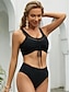 abordables Conjuntos de bikini-Mujer Bañadores Bikini 2 piezas Normal Traje de baño Encaje Correa Relleno Plano Escote en U Vacaciones Ropa de playa Trajes de baño