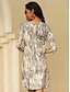 Χαμηλού Κόστους Print Φορέματα-Γυναικεία Φόρεμα ριχτό Φλοράλ Στάμπα Στάμπα Διχασμένος λαιμός Μίντι φόρεμα Καθημερινά Ημερομηνία Μισό μανίκι Καλοκαίρι Άνοιξη