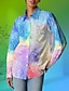 cheap Women&#039;s Blouses &amp; Shirts-Women&#039;s Shirt 100% Cotton Letter Daily Rainbow Long Sleeve Stylish Shirt Collar Summer