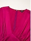 abordables robe décontractée imprimée-Robe de cocktail mi-longue pour femmes, col en v, manches courtes, violet, rouge, taille empire, froncée, élégante, décontractée, fête