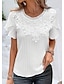 cheap Women&#039;s Blouses &amp; Shirts-Women&#039;s Lace Shirt Lace Short Sleeve Crew Neck White Summer