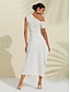 halpa Knit Dress-naisten valkoinen epäsymmetrinen yksiolkainen mekko
