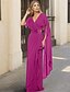 cheap Mother of the Bride Dresses-Mermaid / Trumpet Mother of the Bride Dress Elegant Party V Neck Floor Length Chiffon Half Sleeve with Ruched Beading 2024