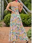 cheap Print Dresses-Women&#039;s Casual Dress A Line Dress Slip Dress Floral Leaf Print Strap Long Dress Maxi Dress Hawaiian Boho Daily Vacation Sleeveless Summer