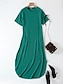 cheap Plain Dresses-Women&#039;s Casual Dress Long Dress Maxi Dress Pocket Split Date Streetwear Maxi Crew Neck Short Sleeve Black Wine Navy Blue Color