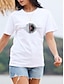 olcso Női pólók-Női Póló 100% pamut Mértani Parti Napi Fehér Rövid ujjú Stílusos Terített nyak Coachella Nyár