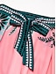 tanie spodnie damskie-Szyfonowe spodnie w kształcie dzwonu z palmą, wiązane z przodu