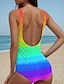 Χαμηλού Κόστους Ολόσωμα μαγιό-γυναικεία μαγιό μονοκόμματη ombre παραλία ουράνιο τόξο ντεγκραντέ χρώματος