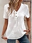 abordables Blusas y camisas de mujer-Mujer Blusa Diario Vacaciones Bordado Botón Blanco Manga Corta Bohemia Diario Casual Escote en Pico Verano