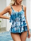 cheap Tankinis-Women&#039;s Swimwear Tankini 2 Piece Swimsuit Leaves Tropical Fashion Bathing Suits