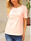 halpa Naisten T-paidat-Naisten Kesän yläosat Päivittäin Viikonloppu Punastuvan vaaleanpunainen Lyhythihainen Tyylikäs Muoti Tiukka pyöreä kaula-aukko Kesä Kevät