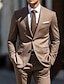 cheap Suits-Brown Men&#039;s Wedding Suits Solid Colored 2 Piece Daily Business Plus Size Single Breasted Two-buttons 2024