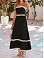 tanie proste sukienki-damska czarna sukienka o linii maxi sukienka z koronkowym wykończeniem wakacje plaża spaghetti pasek bez rękawów lato