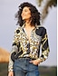 billige Bluser og trøjer til kvinder-Dame Skjorte Bluse Leopard Afslappet Knap Trykt mønster Sort Langærmet Mode Krave Forår &amp; Vinter