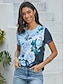 abordables T-shirts Femme-Femme T shirt Tee Floral Imprimer Vacances Fin de semaine basique Manche Courte Col Rond Jaune