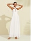Недорогие повседневное платье-женское шифоновое белое элегантное платье макси с бретельками на шее