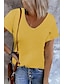 baratos Tops básicos de mulher-Blusa Mulheres Branco Amarelo Rosa Cor Sólida / Simples Sem Costura Diário Diário Decote V S