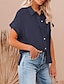 ieftine Bluze simple pentru femei-Cămașă Bluză Pentru femei Negru Alb Roz Îmbujorat Simplu Buton Buzunar Stradă Zilnic Modă Guler Cămașă Fit regulat S