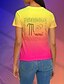 baratos T-Shirts de mulher-Camiseta feminina carta diária arco-íris gradiente manga curta elegante gola redonda verão dia das mães