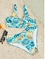 preiswerte Bikini-Sets-Damen Badeanzug Bikinis 2 Stück Bademode Blätter V-Wire Ausschnitt Modisch Strandbekleidung Badeanzüge