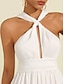 levne ležérní šaty-dámské šifonové bílé ohlávky elegantní maxi šaty