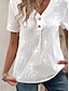 preiswerte Blusen und Hemden für Damen-Damen Bluse Täglich Urlaub Bestickt Taste Weiß Kurzarm Böhmen Täglich Brautkleider schlicht V Ausschnitt Sommer