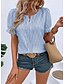 お買い得  女性用のプレーントップス-女性用 レースシャツ 半袖 クルーネック ブラック ホワイト ブルー パープル 夏