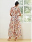 voordelige casual jurkje met print-Maxi-jurk van katoen met gekruiste kraag en bloemen
