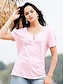 preiswerte T-Shirts für Damen-Damen T Shirt Henley Shirt Bluse Glatt Casual Taste Ausgeschnitten Rosa Kurzarm Basic V Ausschnitt