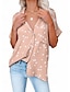 cheap Women&#039;s Blouses &amp; Shirts-Women&#039;s Shirt Blouse Star Daily Vacation Button Print Pink Short Sleeve Casual Shirt Collar Spring &amp; Summer