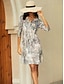Χαμηλού Κόστους Print Φορέματα-Γυναικεία Φόρεμα ριχτό Φλοράλ Στάμπα Στάμπα Διχασμένος λαιμός Μίντι φόρεμα Καθημερινά Ημερομηνία Μισό μανίκι Καλοκαίρι Άνοιξη