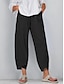 cheap Women&#039;s Pants-Women&#039;s Pants Trousers Linen Cotton Blend Side Pockets Ankle-Length Black Spring &amp; Summer