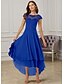 cheap Mother of the Bride Dresses-A-Line Mother of the Bride Dress Elegant Jewel Neck Asymmetrical Chiffon Short Sleeve with Lace Ruched 2024