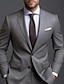 levne Obleky-šedé pánské svatební obleky jednobarevné 2dílné denní business plus velikosti jednořadé dvouknoflíčky 2024