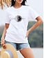 Χαμηλού Κόστους Γυναικεία T-Shirts-Γυναικεία Μπλουζάκι 100% Βαμβάκι Γεωμετρικό Πάρτι Καθημερινά Λευκό Κοντομάνικο Στυλάτο Στρογγυλή Ψηλή Λαιμόκοψη Coachella Καλοκαίρι