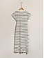 abordables Knit Dress-Vestido midi de punto de manga corta a rayas en mezcla de algodón