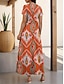 cheap Print Dresses-Women&#039;s Split Crew Neck Long Dress Maxi Dress Short Sleeve Summer
