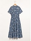 זול הדפס שמלת קז&#039;ואל-שמלת מידי פרחונית עם צווארון גבוה שיפון