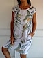 halpa Rennot mekot-Naisten Kukka Tasku Painettu Tiukka pyöreä kaula-aukko Mini mekko Vapaa-aika Lyhythihainen Kesä