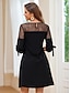 cheap Plain Dresses-Women&#039;s Black Dress Mini Dress Lace Elegant Crew Neck Half Sleeve Black Color